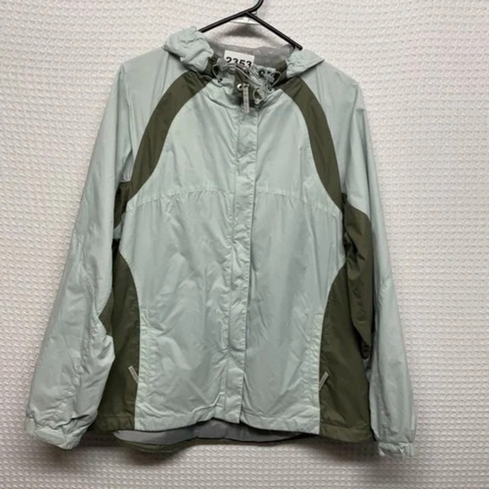 Eddie Bauer Two Tones Green Packable Hooded Zip Rain Jacket Women XL Bangladesh
